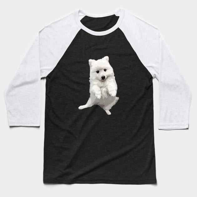 Japanese Spitz Cute Puppy Dog Baseball T-Shirt by ElegantCat